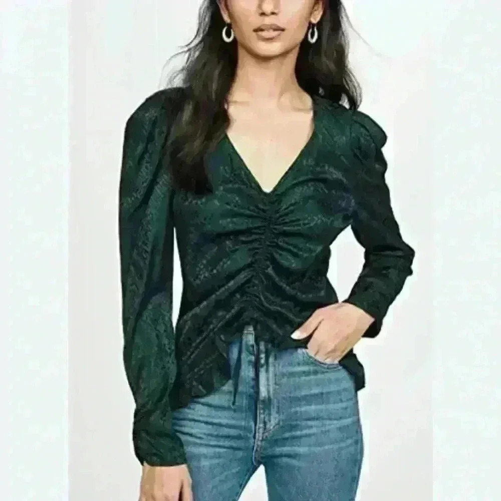 NWT Parker NY Ellie Green Long Sleeve Blouse. Size Small